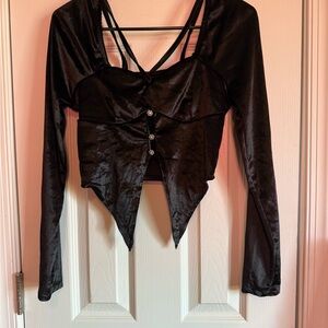 Black Asymmetrical Cut Out Crop Top